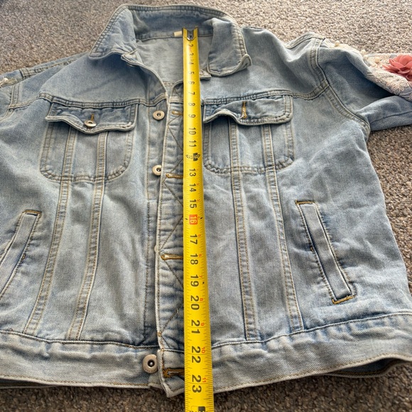 Floral Pearl Embellished Jean Jacket - Picture 3 of 5